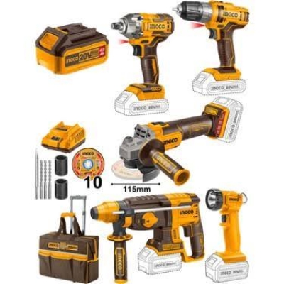 INGCO CKLI2019 20V AKÜLÜ 5 Lİ KOMBO SET